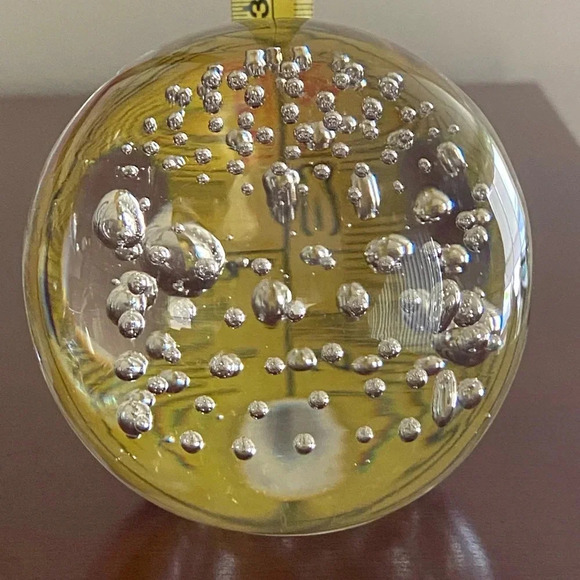 Clear controlled bubble paperweight 3” clear polished bottom unsigned - Picture 6 of 6